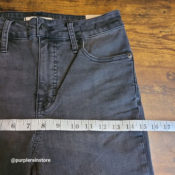 Madewell Jeans 26 Curvy Skinny High Rise Tummy Control Black Sea Wash H6389 NWT - Picture 11 of 15